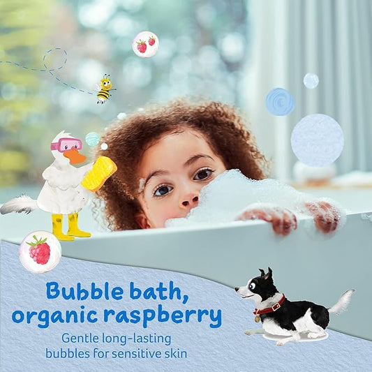 Childs Farm, Kids Bubble Bath for Dry, Sensitive Skin, Organic Raspberry, Gently Cleanses & Soothes, Vegan, Cruelty-Free, 8.4 fl oz