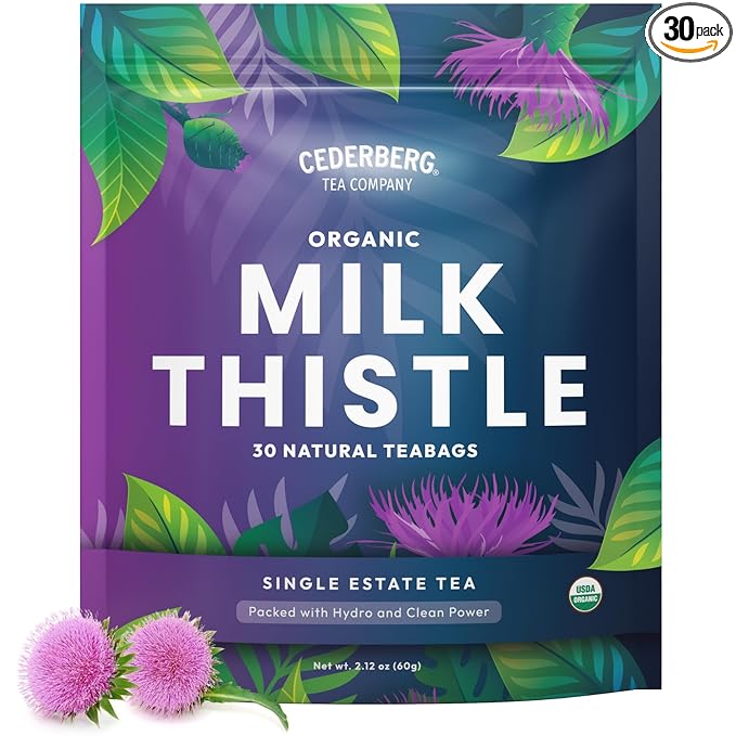 Cederberg Tea Company Organic Milk Thistle Tea — 30 Tea Bags | Organic Herbal Tea From Single Origin | Eco-Friendly Tea Bags | Non-GMO Caffeine Free Tea With Zero Sugar