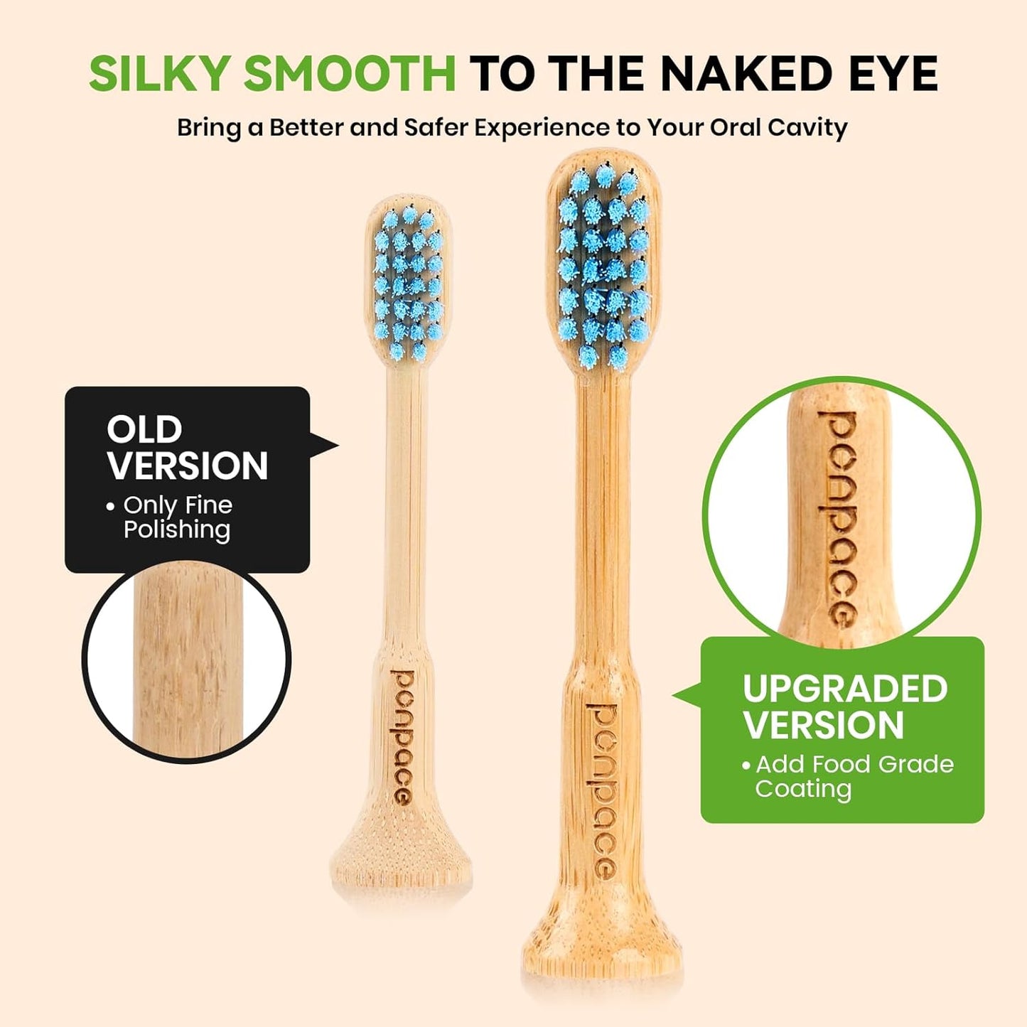 Bamboo Toothbrush Heads Compatible with Philips One by Sonicare, Soft Castor-Oil Bristles, Biodegradable Toothbrush Replacement Heads, Eco-Friendly & Daily Cleaning