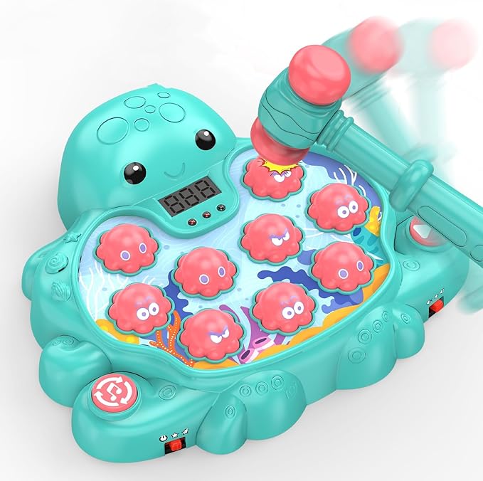 Octopus Vitality Strike Game, Educational Musical Whack-A-Mole Toy with 2 Game Modes, Digital Score Display, Toddler Early Developmental Learning Toy, Fun Birthday Gift for Kids Age 2+(Multicolored)