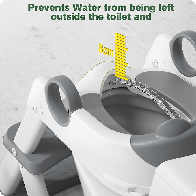 Potty Training Seat, Upgrade Toddler Toilet Seat for Kids Boys Girls, 2 in 1 Potty Training Toilet for Kids, Splash Guard Anti-Slip Pad Step Stool（Upgraded Cushion）