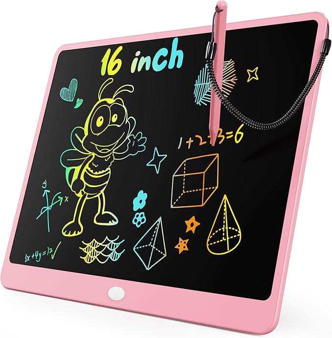 KOKODI LCD Writing Tablet, 16 Inch Colorful Toddler Doodle Board Drawing Tablet, Erasable Reusable Electronic Drawing Pads, Educational and Learning Toy for 3-6 Years Old Boy and Girls