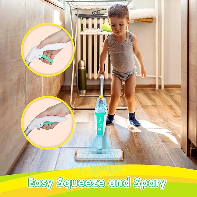 EP EXERCISE N PLAY Kids Spray Mop - Toddler-Size Cleaning Toy Set - Small Mop for Kids That Really Spray - Mini Toddler Mops - Montessori Toys for Toddlers Girls Boys 3 4 5 Years Old