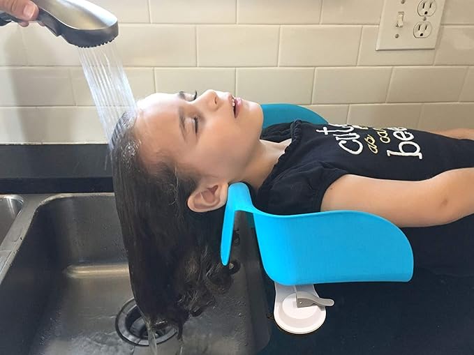 Shampoo Buddy Portable Hair Wash Basin for Children, Toddlers, Kids, Teens | Portable Shampoo Bowl for use on Bathtub or Sink (Blue)