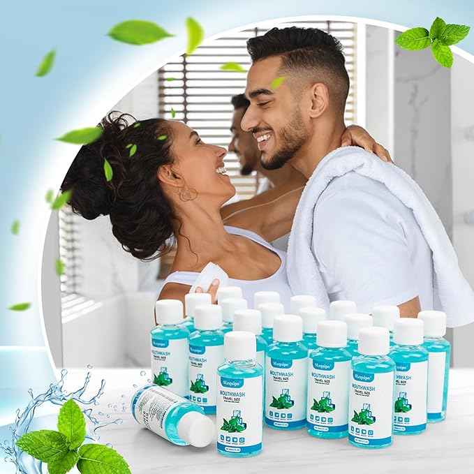 200 Travel Size Mouthwash Bulk Mini Fresh Mint Portable Mouthwash Individual 1.2oz/35ml Bottles for Travel Toiletry Kits