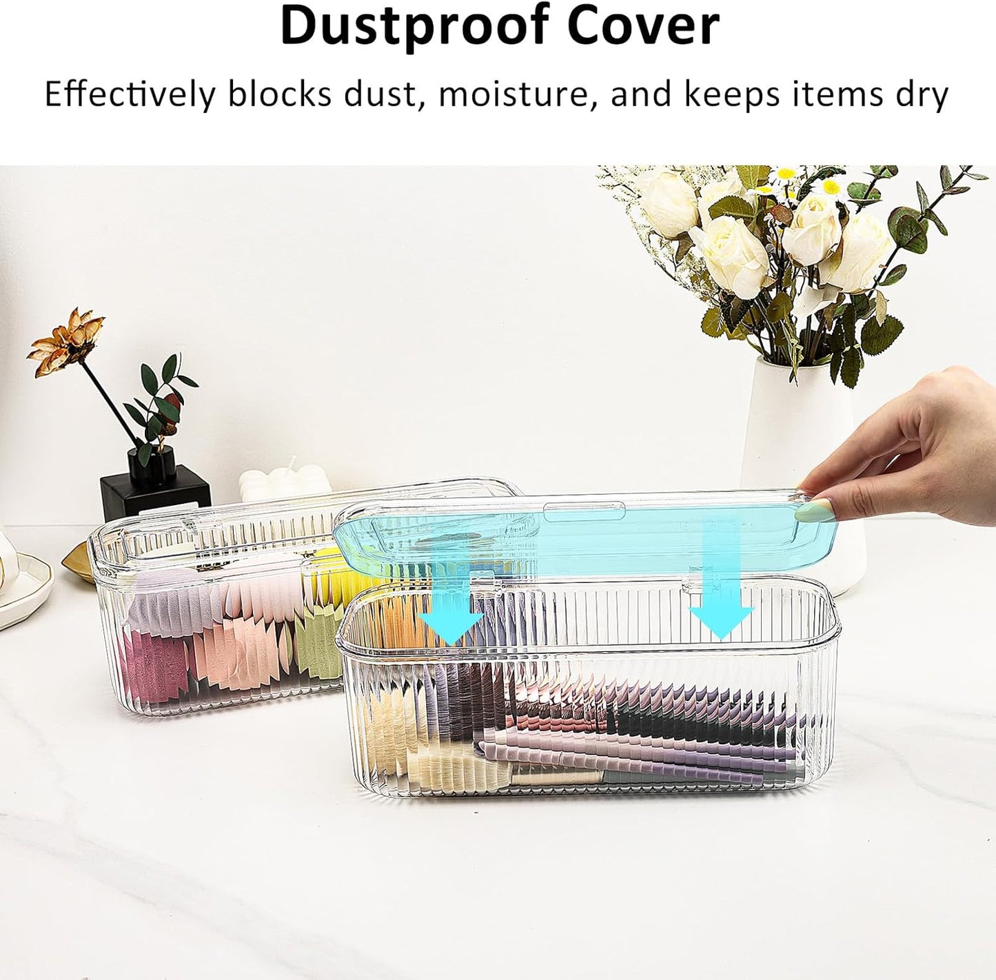 JessLab Makeup Brush Holder Organizer, Clear Makeup Sponges Organizer,Cosmetic Storage Case with Lid Display Case for Vanity, 1 Compartment (1 Pack)