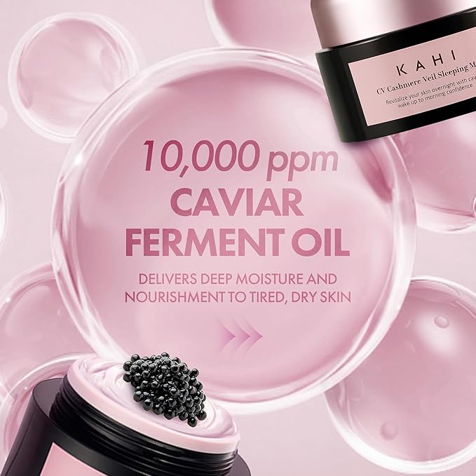 KAHI CV Cashmere Veil Sleeping Mask - Age-Defying Overnight Face Mask with Prestige Beluga Caviar Oil - Tightening & Smoothing Luxury Korean Skincare 1.69 fl oz