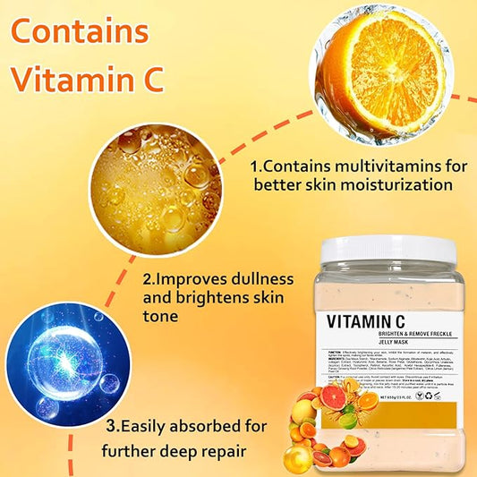 Jelly Mask Powder For Facials,Vitamins C Jelly Face Mask,Professional Peel Off Face Mask Powder For Fight Fine Lines Brightening&Nourishing to Your Skin,Rubber Mask,DIY Spa 23 Floz