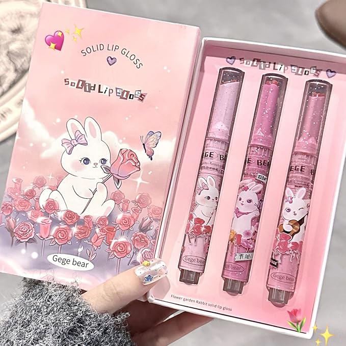 Jelly Lipstick,3 Colors Tinted Lip Stain Heart Mirror Lip Gloss,Hydrating Jelly Lipstick Long Lasting Moisturizing Tinted Lip Glaze,Non-sticky,Vivid Color Glossy Lip Makeup (A, Large)