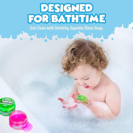 Tub Works® Super Goo Bath Slime™ Kids Soap Bath Toy, 6 Pack | Stretchy, Squishy Slime Soap for Toddler Bath | Fresh, Fruity Scents | Nontoxic | Sensory Fun Kids & Toddler Bath Toys