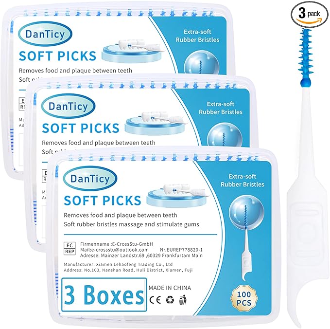 Interdental Brushes, Silicone Braces Cleaning Picks Disposable Teeth Cleaners, 300 Count (3 Pack)