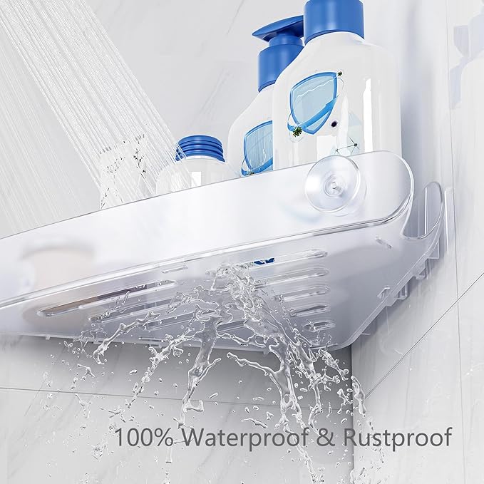 Sotfamily Shower Caddy Corner, 4 Pack Adhesive Corner Shower Shelves for Bathroom Organizers and Storage, Rust Free Plastic Rack for Bathroom Accessories & Decor, Crystal