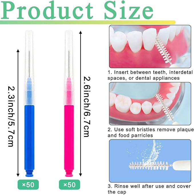 100pcs Interdental Brushes Dental Cleaning Tools Tooth Floss Picks Oral Hygiene Toothpicks