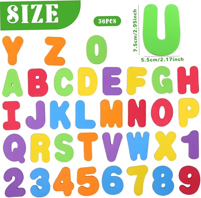 Bath Toys, 36 Sheets Fun Numbers and Alphabet Bath Toys, Floating Alphabet Letters & Numbers Learning for Bathtub Educational for Kids Children Boys Girls