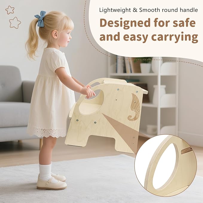 Wooden Toddler Step Stool - Height-Adjustable Non-Slip 2-Step Stool for Kids, Potty Training for Bathroom Sink, Kitchen & Bedroom, 200 lbs Capacity - Sturdy, Safe and Durable