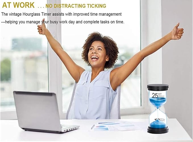 25 Minute Sand Hourglass Timer: Plastic Sand Clock 25 Min, Extra Blue Reloj De Arena, Unity Hour Glass Colorful Sandglass Timer for Kids, Games, Classroom, Kitchen, Decoration