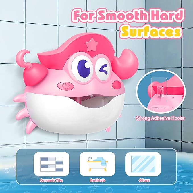 Bath Toys, Light Up Crab Bath Bubble Maker Bathroom Toys for Kids Ages 1-3 4-8,Bath Bubble Machine with Colourful Light Toddler Bathub Toy Great Birthday for Kids