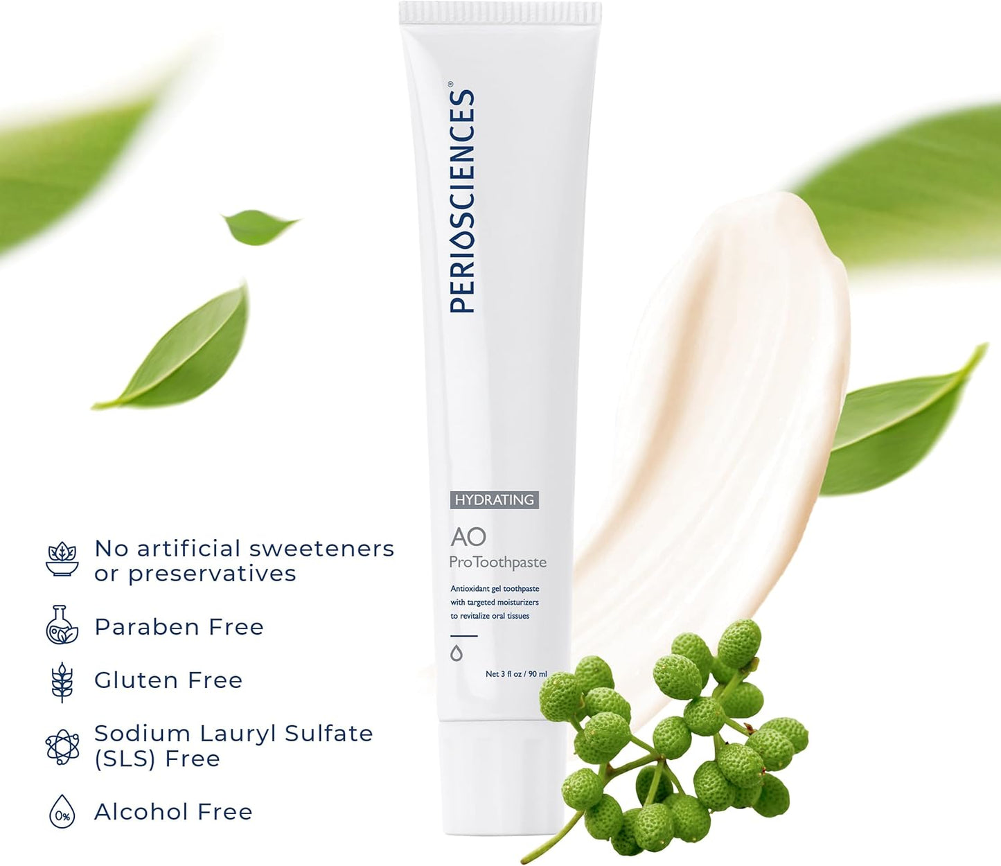 PerioSciences AO ProToothpaste Hydrating with Nano Hydroxyapatite, Remineralizing, 3 fl oz / 90ml