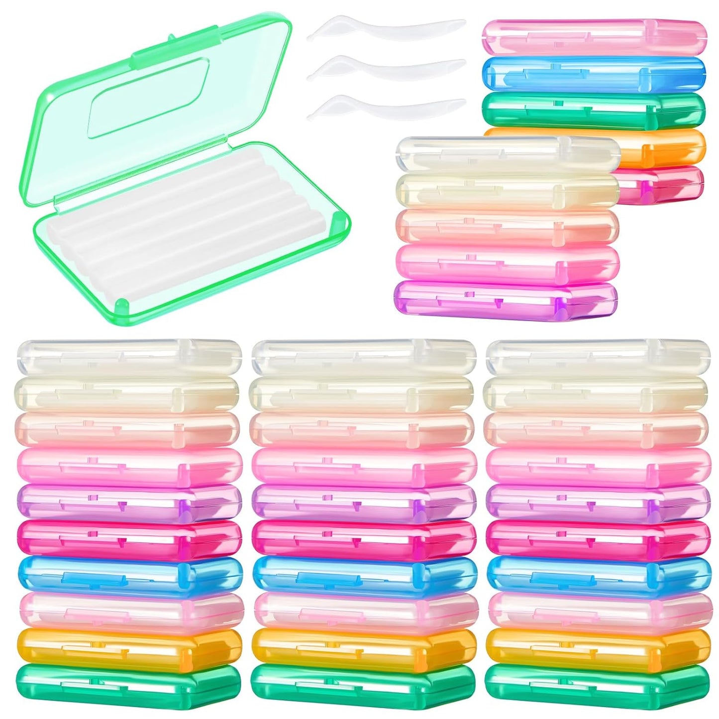 Tondiamo 40 Pack Clear Braces Wax for Teeth Dental Wearer Orthodontic Tooth Wax for Braces and Oral Appliances with Colorful Storage Case and Smell(Floral, Fruity)