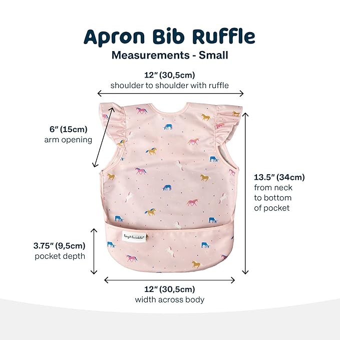 Tiny Twinkle Mess Proof Baby Bib for Girls | Waterproof Toddler Bib for Eating | Baby Apron for Feeding | Machine Washable | Perfect Shower Gift (Unicorn Confetti, 6–24M)