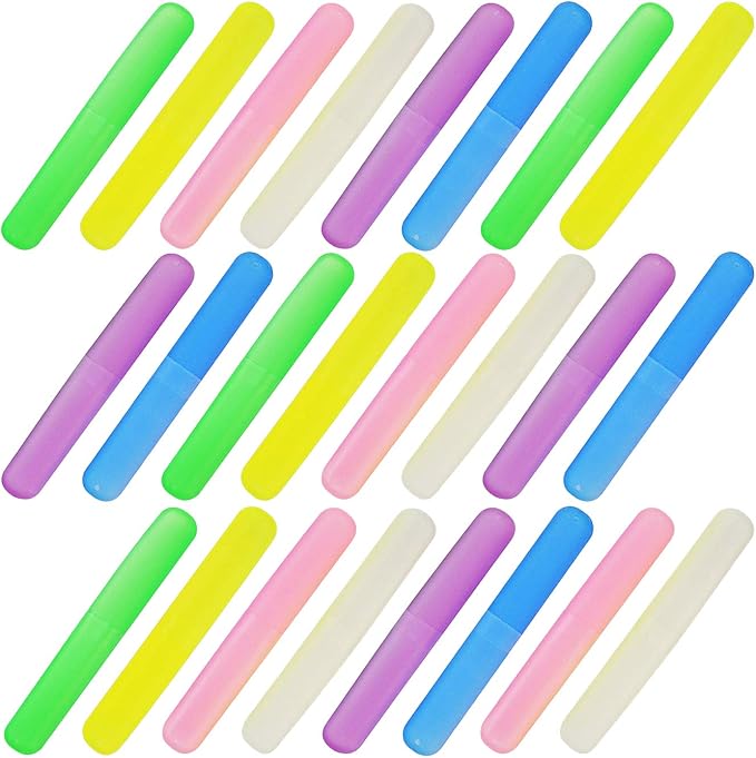 48PCS Plastic Toothbrush Case Six Colors Portable Dust-proof Toothbrush Cases Toothbrushes Holder for Daily and Travel Use (48)