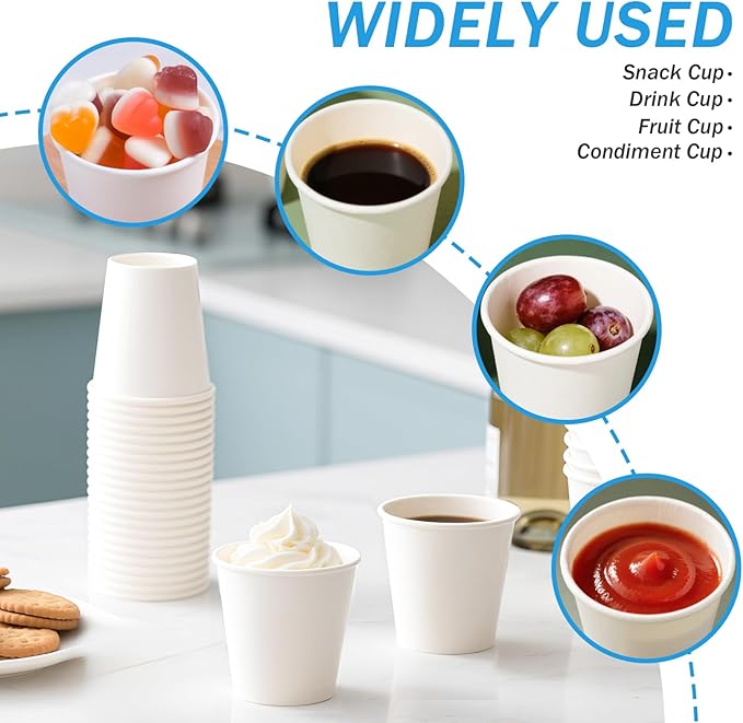 300 Pack 3 oz Paper Cups, White Disposable Bathroom Cups,Small Mouthwash Paper Drinking Cup for Party,Picnic,Travel and Events