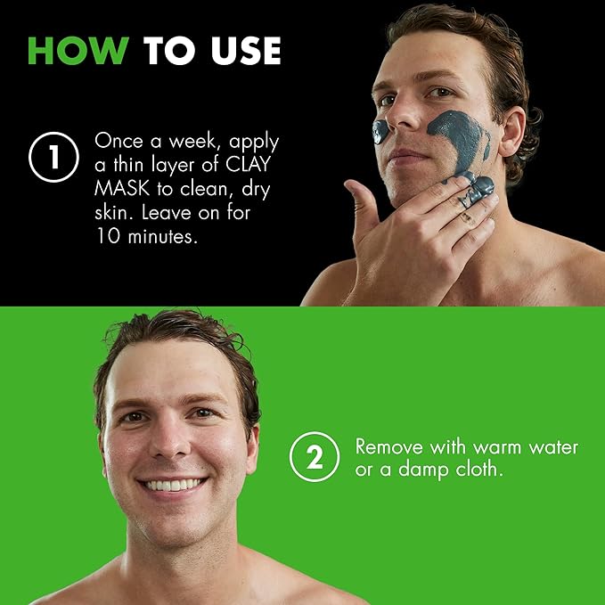 Tiege Hanley Detoxifying Facial Clay Mask for Men, Deep Pore Cleansing Charcoal Face Mask With Natural Kaolin Clay and Aloe, Absorbs Oil & Reduces Appearance of Pores, Men’s Skin Care, 2 Oz