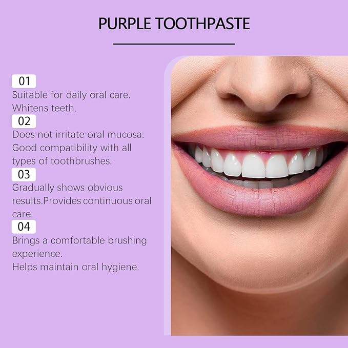 2025 New Whitening Purple Toothpaste,3X White Brilliance Toothpaste, Fluoride-Free Teeth Whitening,Tooth Stain Removal Colour Corrector (1)