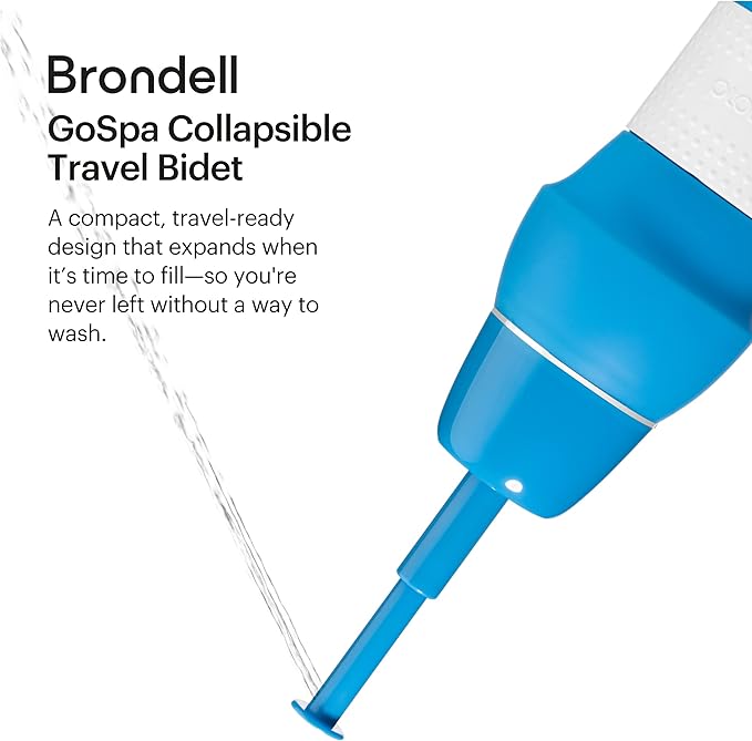 Brondell Bidet GoSpa Collapsible Travel Bidet, Compact and Discreet, with Travel Bag, 500ml, in Blue