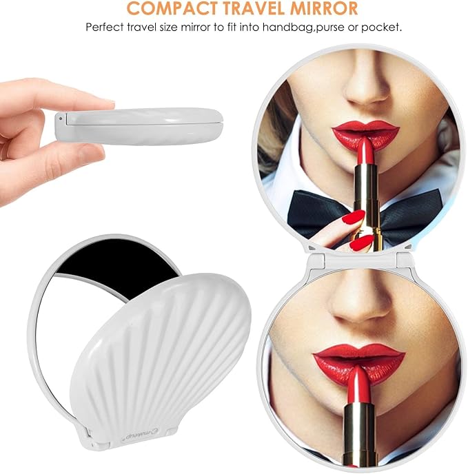 Mini Compact Mirror for Travel - 3.5" Portable, 2-Sided, Lightweight & Shatterproof, Folding Hand Held Mirror, Unique Gift for Women