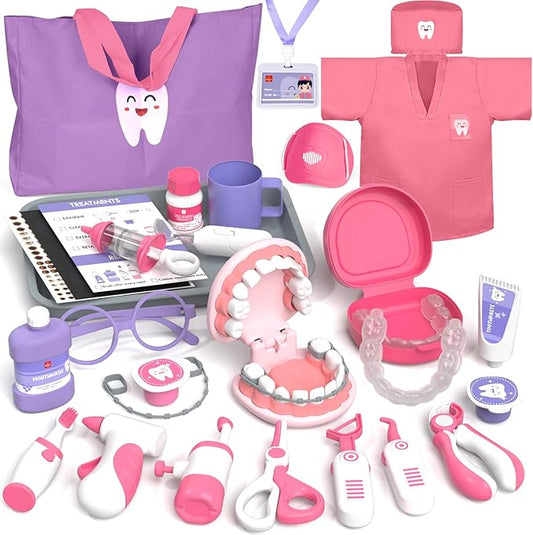 Lehoo Castle Doctor Kit for Toddlers 3-5 Girls, Kids Dentist Play Set, Toys for 3 4+ Year Old Girls, Pretend Play for Toddlers, Kids Doctor Playset, Medical Kits for Boys 3 4 5