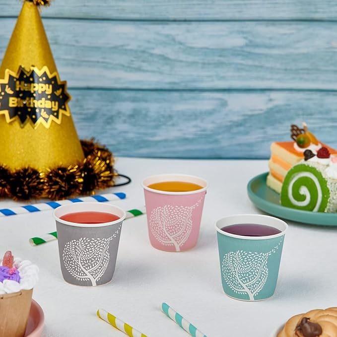 LITOPAK 300 Pack 3 oz Disposable Bathroom Cups, Colorful Small Disposable Paper Cups for Parties, Picnics, Barbecues, Travel and Events