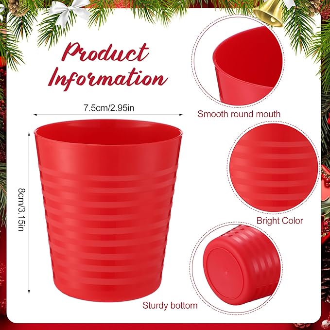 Eccliy 36pcs 8 oz Christmas Cups Unbreakable Plastic Stackable Juice Reusable Tumblers Bulk Plastic Drinking Cups for Kid Toddlers Baby Kid, Dishwasher Safe(Xmas Color)