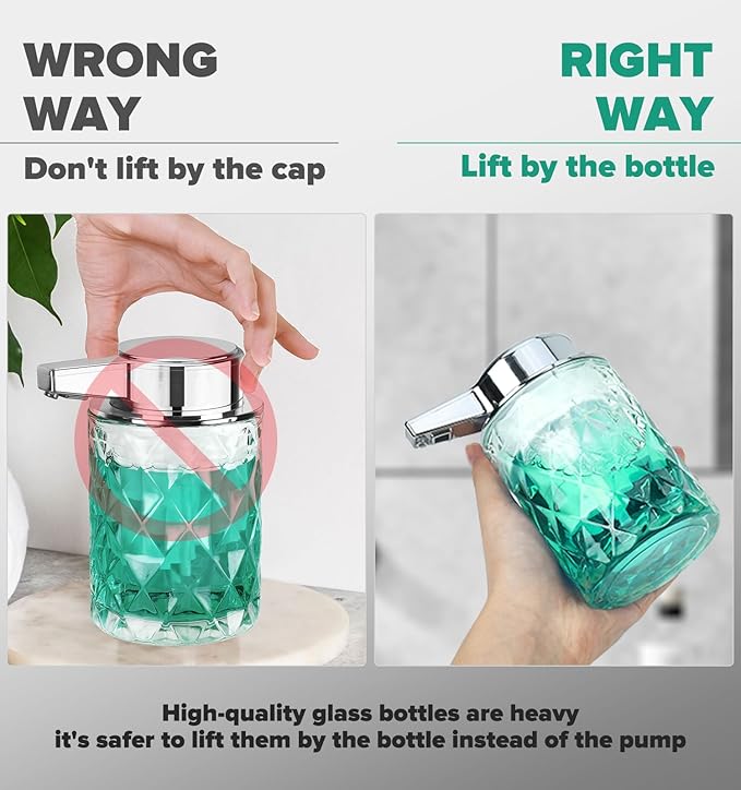 Automatic Soap Dispenser Liquid for Kitchen: 8 OZ Glass Touchless Clear Auto Soap Dispenser for Bathroom - Hand Dish Lotion Home Countertop Kids - Family Couple