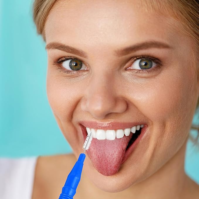 BBTO 100 Pcs Braces Dental Brush Flosser for Cleaner Interdental Brush Toothpick Tooth Flossing Head Oral Dental Toothpick Cleaners Cleaning Tool(Blue)