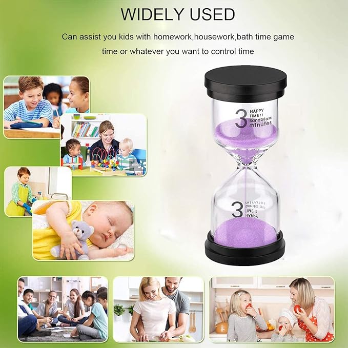SuLiao Hourglass 3 Minute Sand Timer：Colorful Sand Clock, Small Reloj De Arena Three Minutos, Plastic Hour Glass Sandglass for Kids, Games, Classroom, Kitchen, Decor