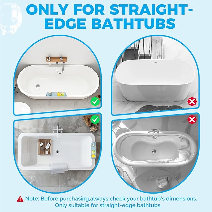 Bathtub Splash Guard, Silicone Bath Caddy Tray with 4 Suction Cups, Kids Toy Holder and Organizer Shelf for Toddler Tub Accessories (Blue)