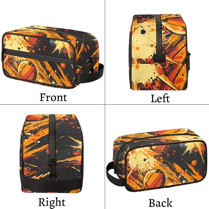 Basketball Theme Boys Travel Toiletry Bag Waterproof Wash Bag Shower Shaving Bag Cosmetic Organizer Makeup Bag Portable Toiletries Accessories for Women Men Basketball