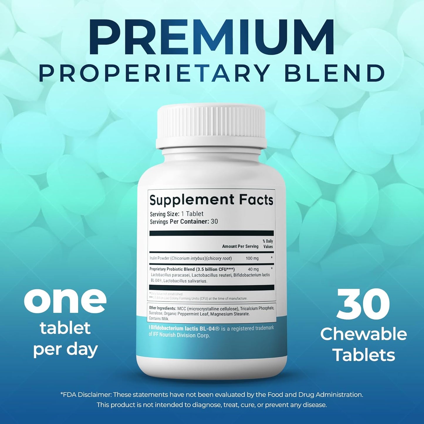 Oral Health Probiotic – 4-Strain Formula for Healthy Gums, Teeth & Fresh Breath – 90 Chewable Tablets