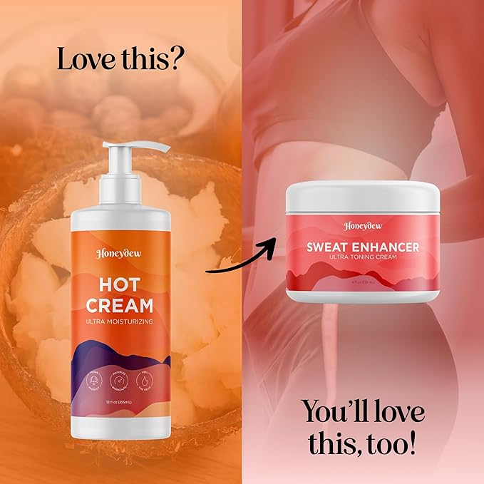 Hot Cream Sweat Enhancer - Premium Body Sculpting Sweat Cream with Invigorating Botanical Extracts - Extra Strength Cellulite Cream for Thighs Belly and Bum with Firming Body Oils (12 Fl Oz)