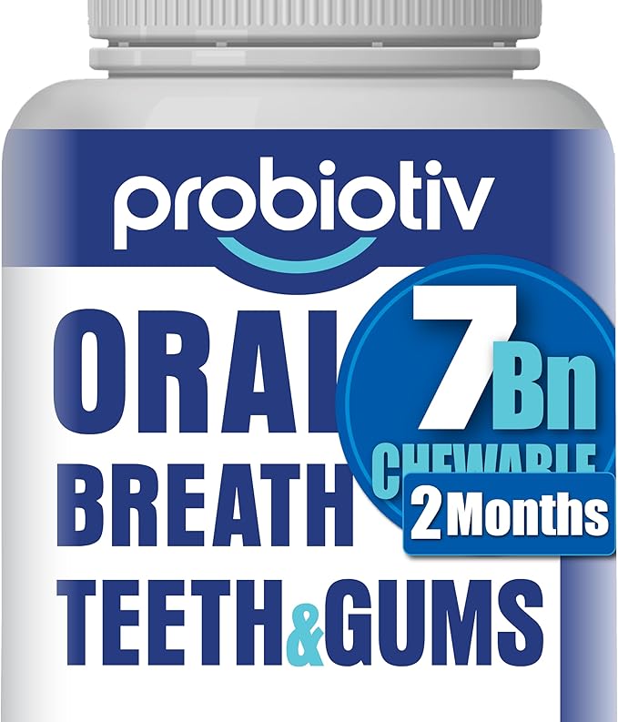 Oral Probiotics for Mouth Bad Breath 7 Billion CFU - Chewable Dental Probiotics for Teeth & Gums, Fresh Breath Freshener, Supports Oral Microbiome & Healthy Mouth
