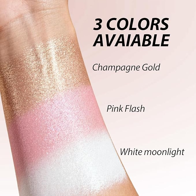 Highlighters Makeup Palettes,Face Glitter Glow Makeup Natural Glow Finish,Face Body Highlighters & Luminizers, Pearl Shimmer Highlighter Makeup Smooth Baked Powder,01-Pearl White