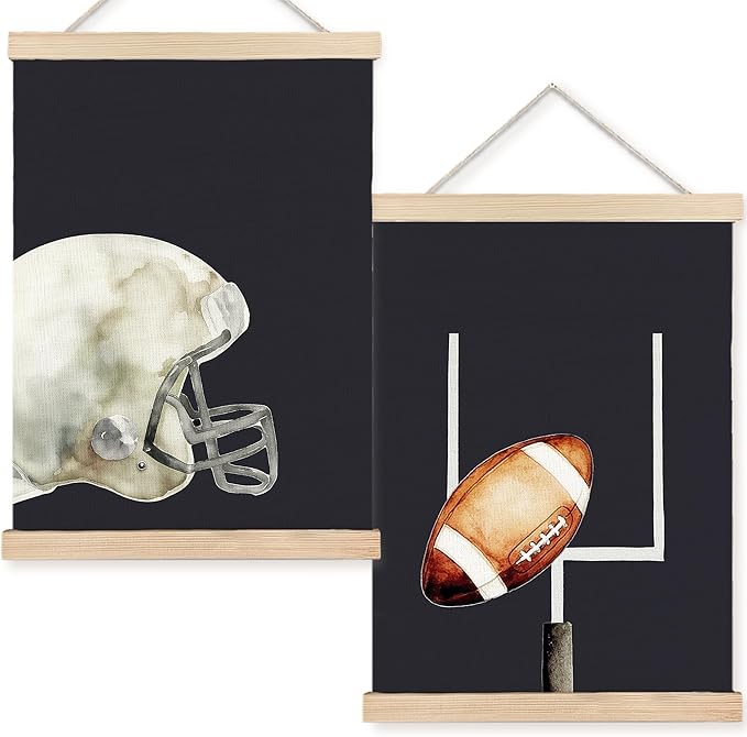 FDHSPAAM American Football Wall Art Decor for Boys Bedroom, Gifts for Football Players Lovers Wall Art Posters for Sports Room Man Cave Home, 12x16 Inch Set of 2