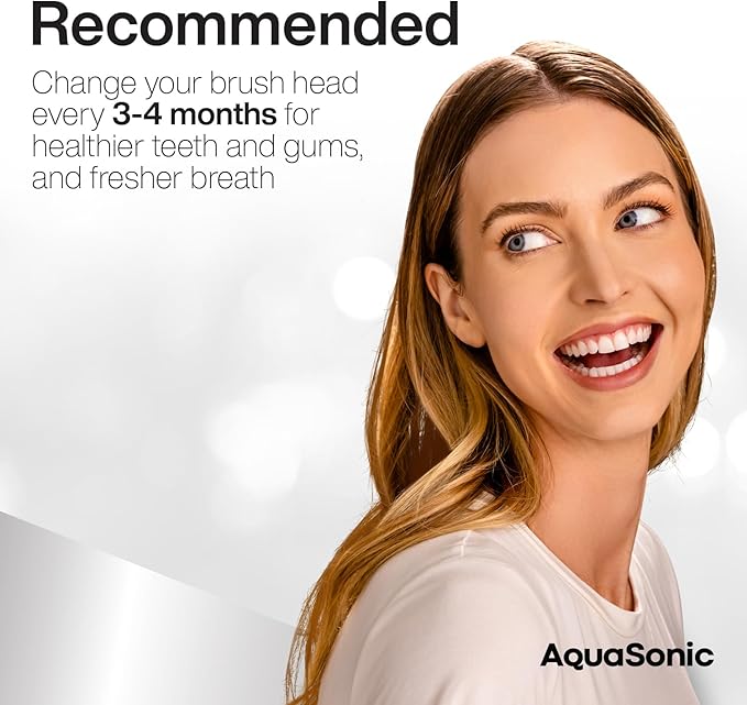 AquaSonic Proflex Replacement Brush Heads | ADA Accepted | for Whiter Teeth & Gum Care | Compatible with Many AquaSonic Toothbrush Handles (8 Pack Black)