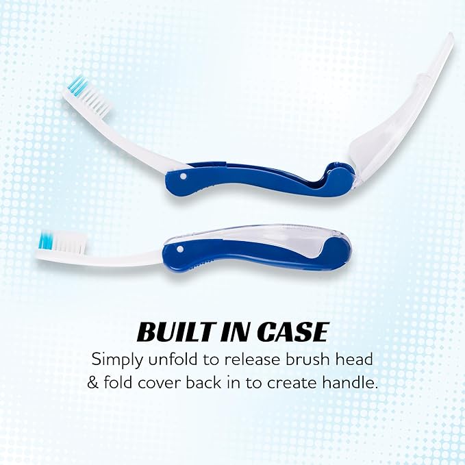 Lingito Mini Toothbrush with Cover, Folding Travel Size, Adults Kit (7 Pack Soft)