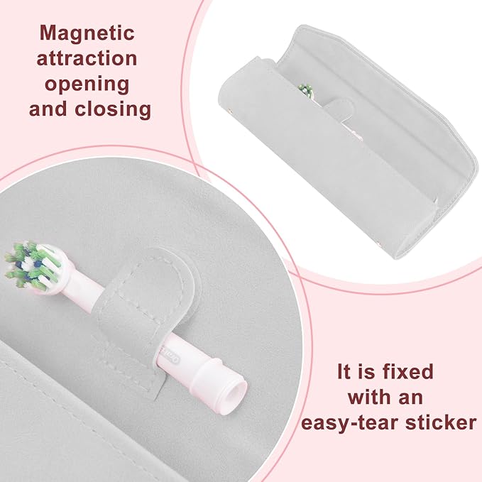 Leather toothbrush travel case, suitable for Oral-B/Oral-B Pro/Philips Sonicare electric toothbrushes, portable magnetic opening and closing protective bag