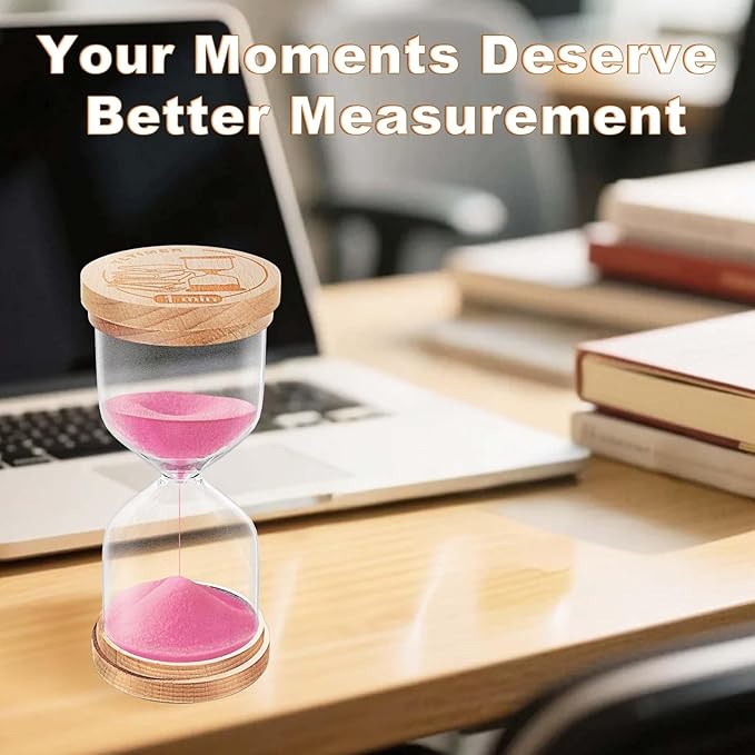 1 Minute Sand Hourglass, Wooden Sand Timer, Small Hour Glass Clock, Pink Sandglass 1 Min for Classroom,Toothbrush,Game,Decorative (Pink)