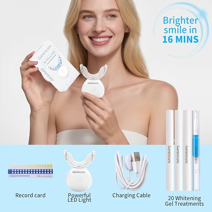 eeth Whitening Kit for Sensitive Teeth | 32X LED Light, 3 Teeth Whitening Gel Pens & 1 Remineralization Pen |Wireless with Tray ，35% Carbamide Peroxide Teeth Whitener