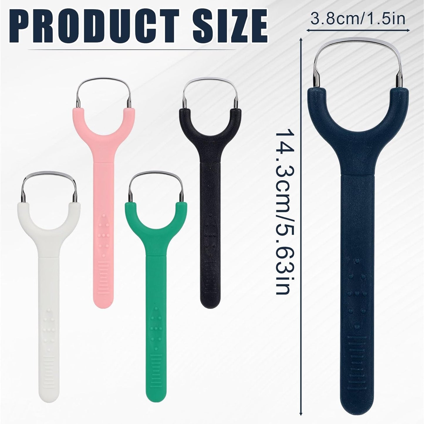 5pcs Colorful Tongue Scraper, Portable Tongue Cleaner with Ergonomic Handle Stainless Steel & Plastic Tongue Scraper for Adults Kids (5 Colors)