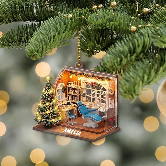 Custom Dentist Christmas Ornaments, Personalzied Christmas Dental Gifts, Custom Dentist Ornaments, Personalized Hanging Decor Dental Gifts 01